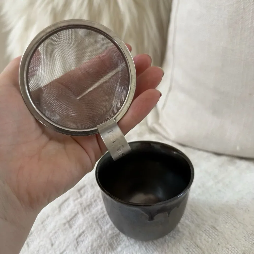 Teavana Japanese Tea Cup Set of 2 Bronze Oil Slick Metallic Ibushi Smoky Japan